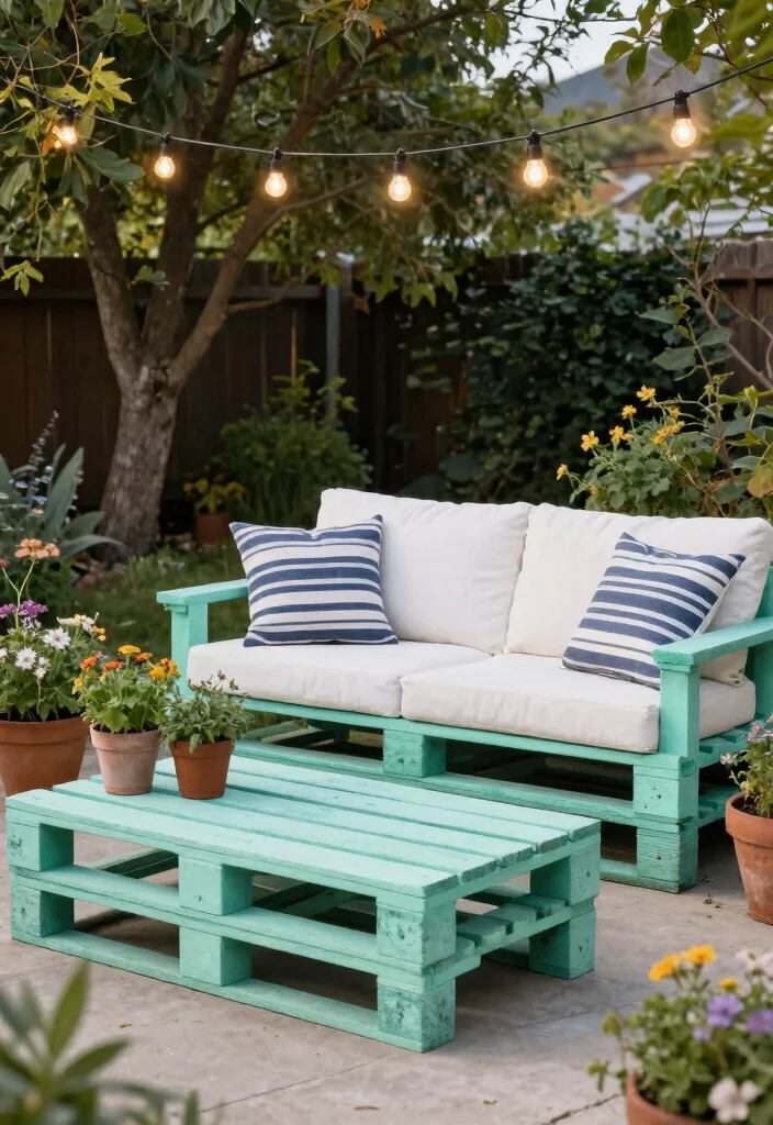 14 Backyard Sitting Area Ideas for Relaxed Everyday Use 3. Repurposed Pallet Furniture 0