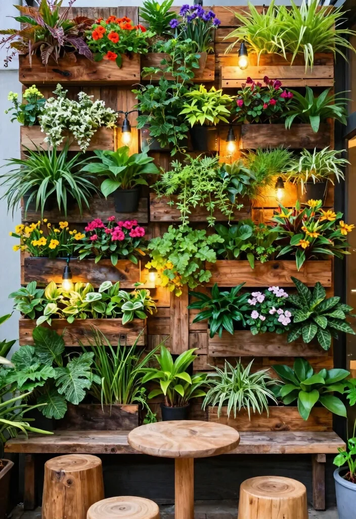 14 Backyard Sitting Area Ideas for Relaxed Everyday Use 6. Vertical Garden Wall 0