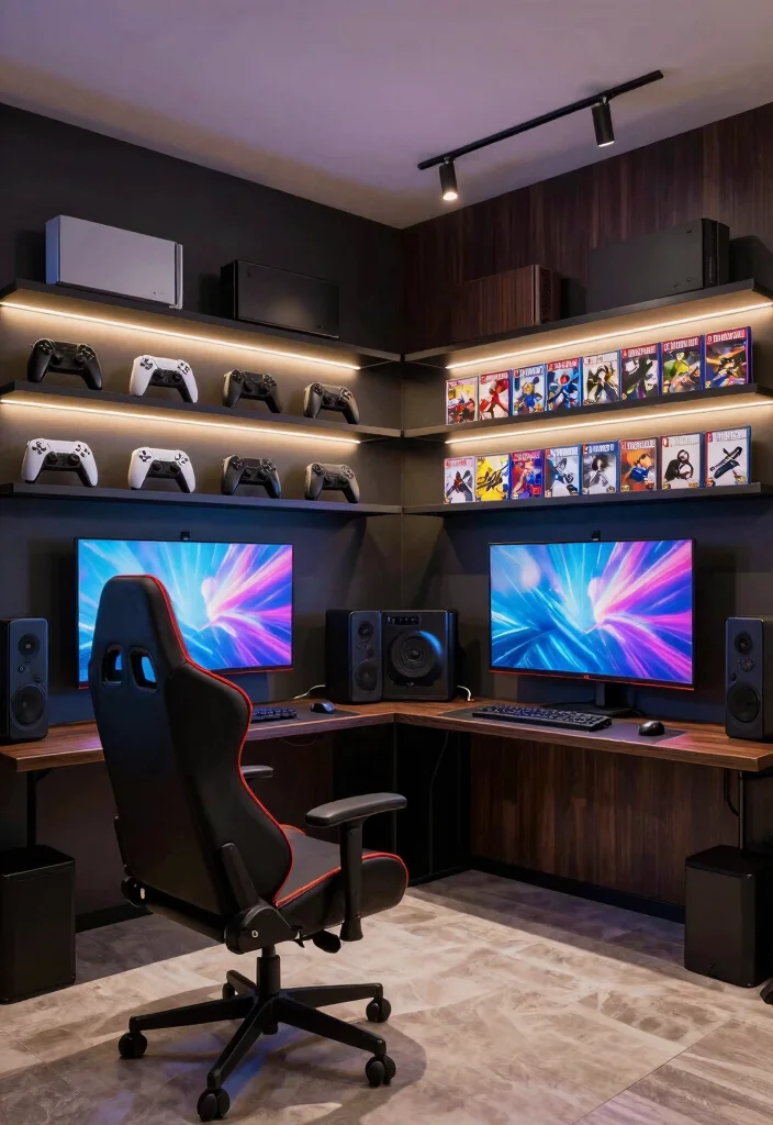 14 Basement Media Room Ideas for Movies and Gaming 25 14 Basement Media Room Ideas for Movies and Gaming 5. Wall Mounted Gaming Stations 0