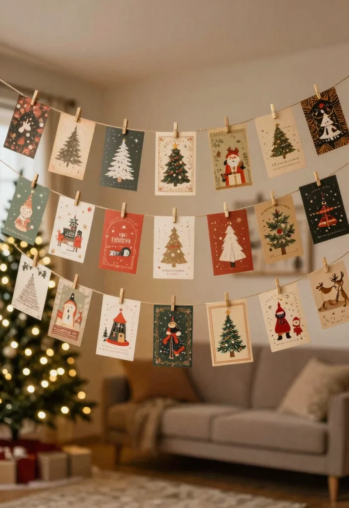 14 Christmas Wall Decor Ideas for Festive Homes 10. Vintage Inspired Holiday Cards 0
