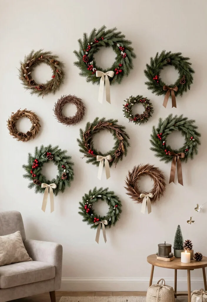 14 Christmas Wall Decor Ideas for Festive Homes 2. Festive Wreath Display 0
