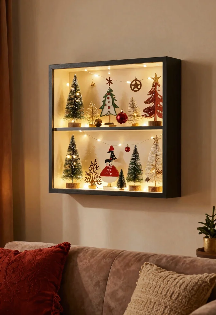 14 Christmas Wall Decor Ideas for Festive Homes 7. Themed Shadow Boxes 0