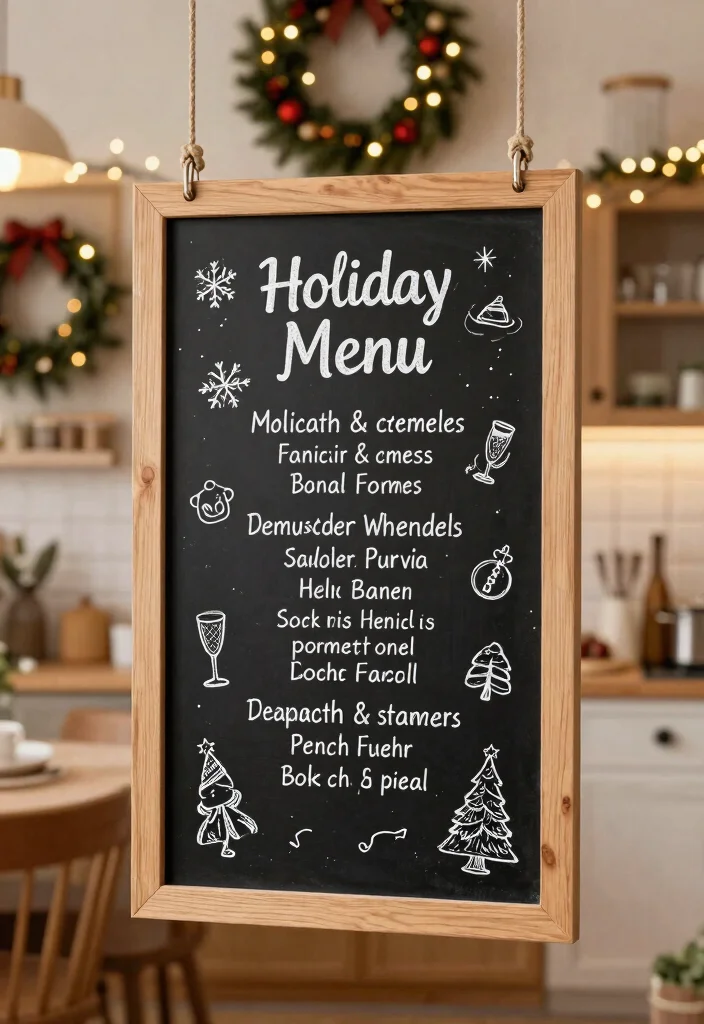 14 Christmas Wall Decor Ideas for Festive Homes 8. Chalkboard Holiday Menu 0