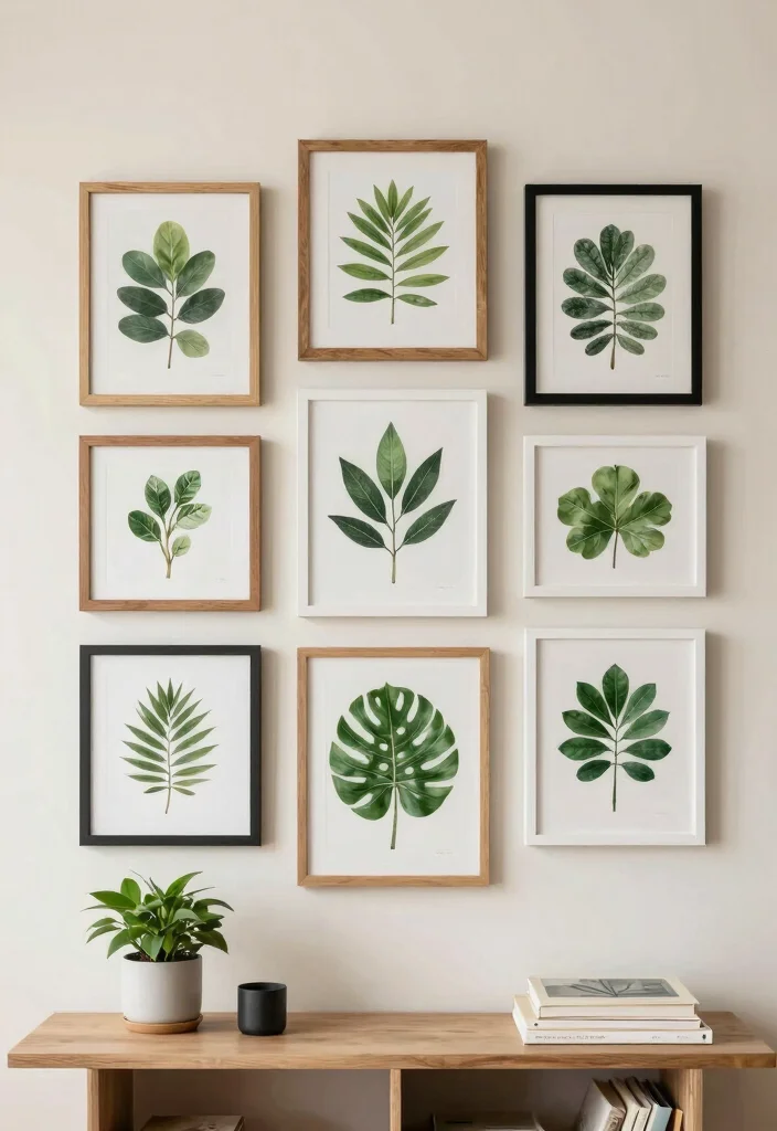 14 DIY Living Room Wall Decor Ideas on a Budget 2. Botanical Print Gallery Wall 0