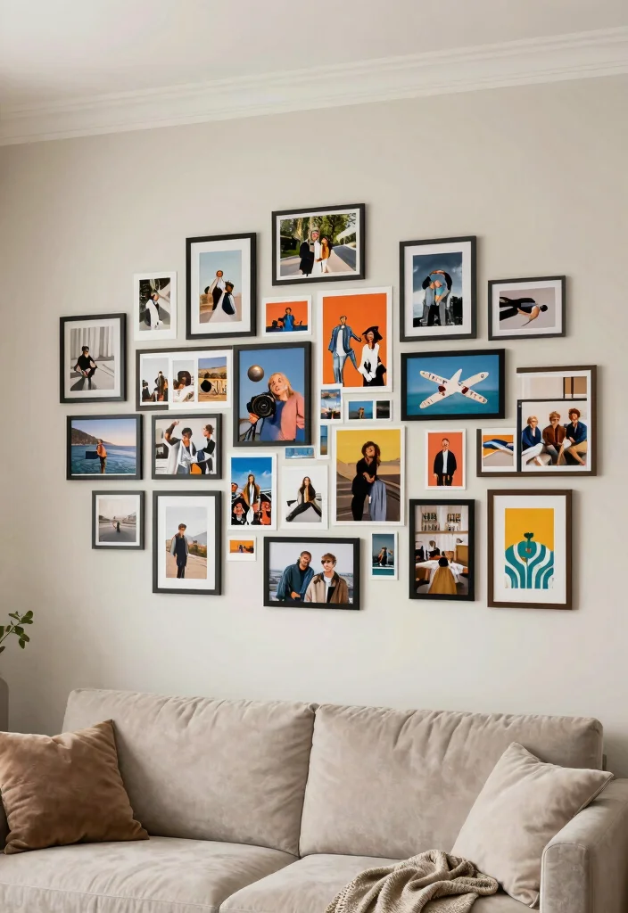 14 DIY Living Room Wall Decor Ideas on a Budget 4. DIY Photo Collage 0