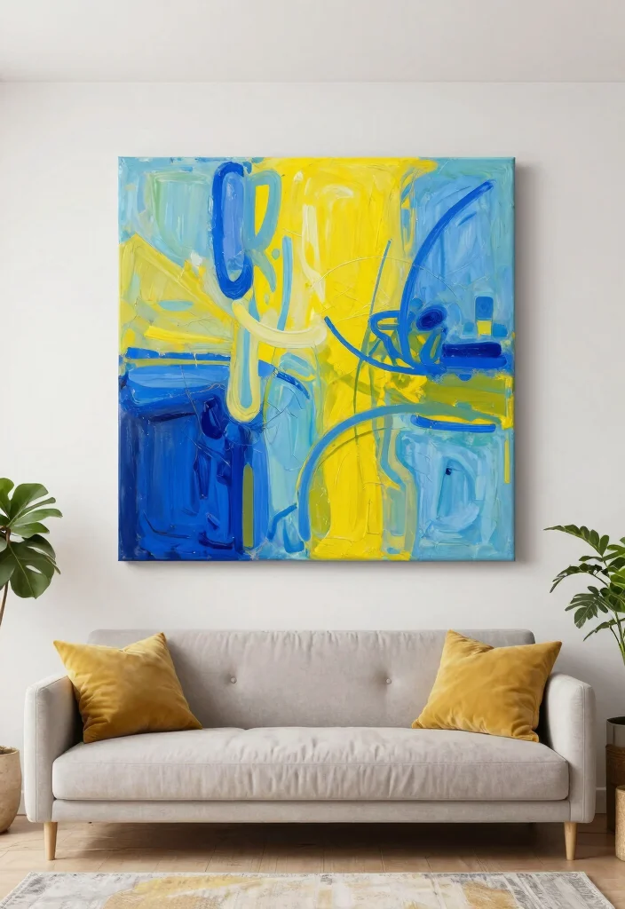 14 DIY Living Room Wall Decor Ideas on a Budget 6. Hand Painted Canvas Art 0