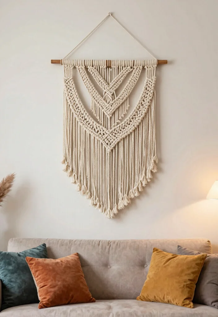 14 DIY Living Room Wall Decor Ideas on a Budget 9. Macram Wall Hanging 0