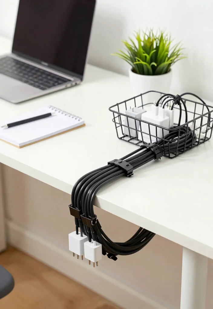 14 Desktop Organization Ideas for Digital and Physical Clutter 3. Cable Management Solutions 0