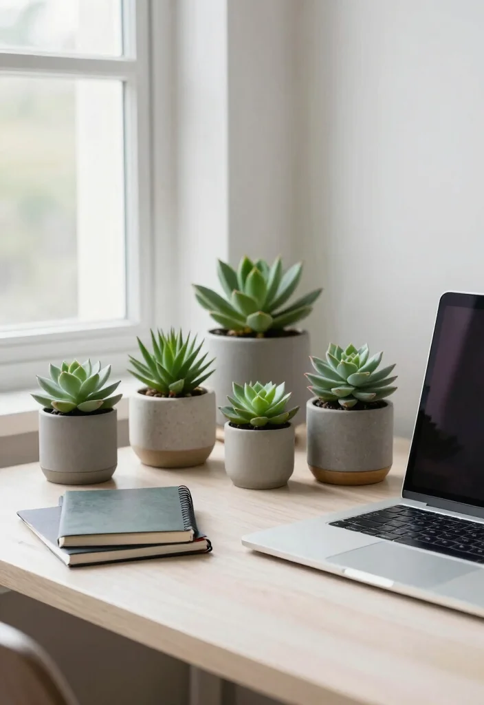 14 Desktop Organization Ideas for Digital and Physical Clutter 5. Desktop Plants for Fresh Air 0