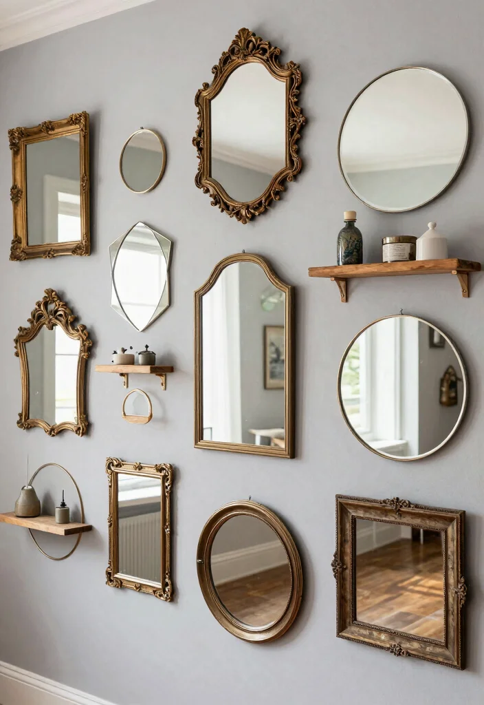 14 Dining Room Mirror Wall Decor Ideas for Depth 1. Gallery Wall of Mirrors 0