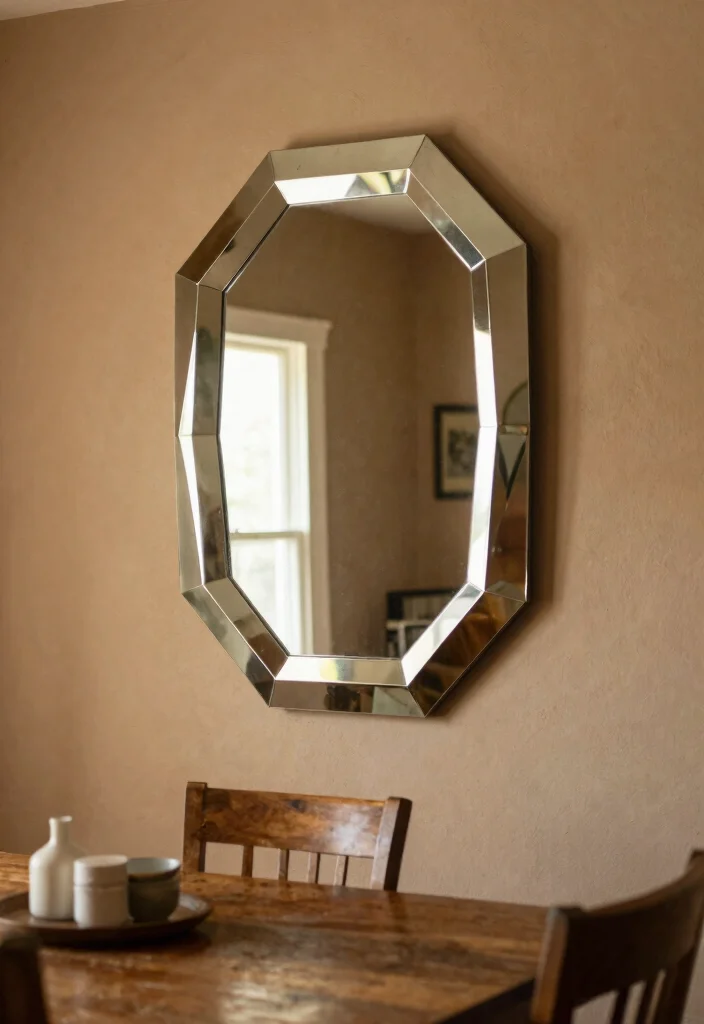 14 Dining Room Mirror Wall Decor Ideas for Depth 10. Multi Faceted Mirrors 0