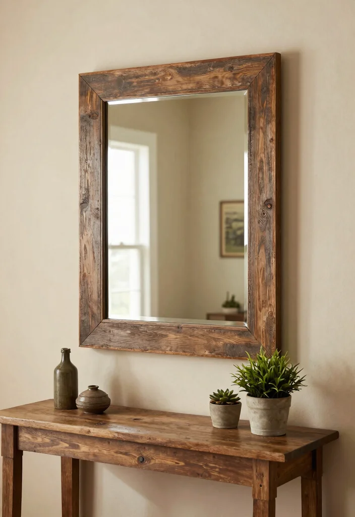 14 Dining Room Mirror Wall Decor Ideas for Depth 11. Rustic Framed Mirrors 0