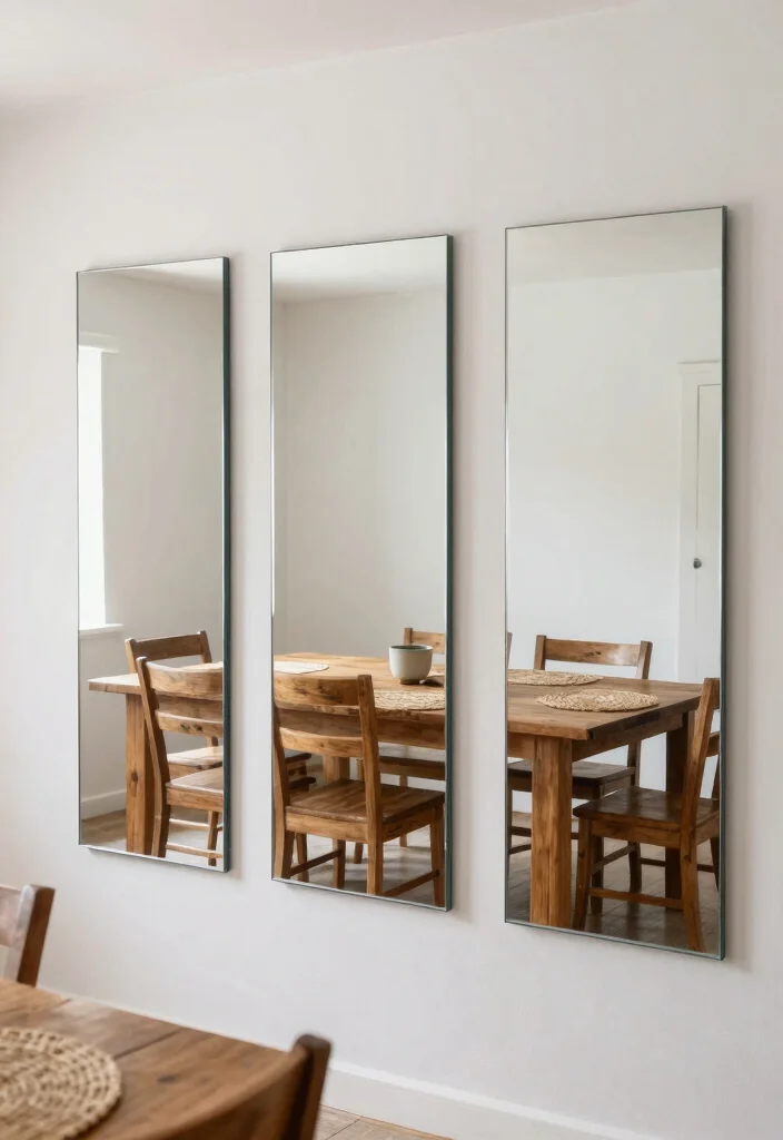 14 Dining Room Mirror Wall Decor Ideas for Depth 12. Mirrored Panels 0