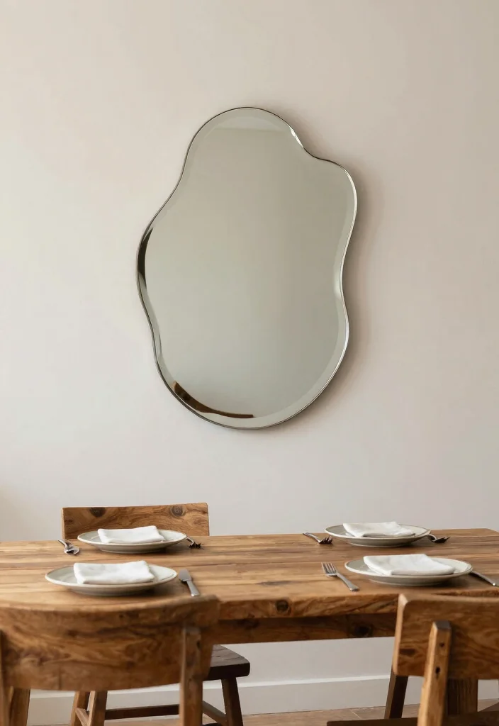 14 Dining Room Mirror Wall Decor Ideas for Depth 5. Reflective Art Mirror 0