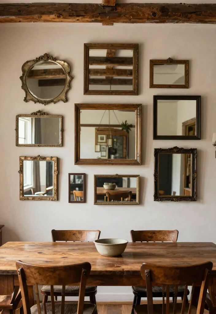 14 Dining Room Mirror Wall Decor Ideas for Depth 7. Layered Mirrors 0