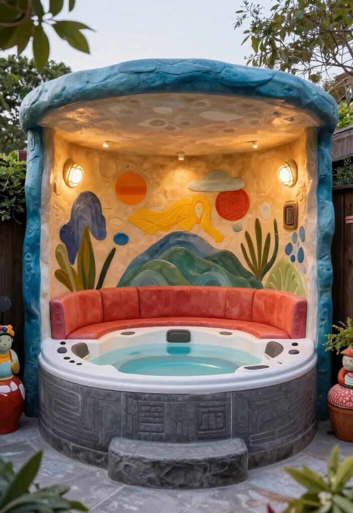 14 Enclosed Backyard Hot Tub Ideas for Privacy and Year Round Use 13. Artistic Sculptural Design 0