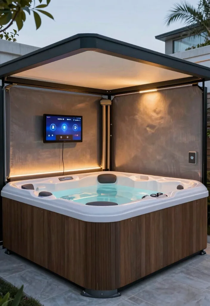 14 Enclosed Backyard Hot Tub Ideas for Privacy and Year Round Use 14. Smart Technology Integration 0