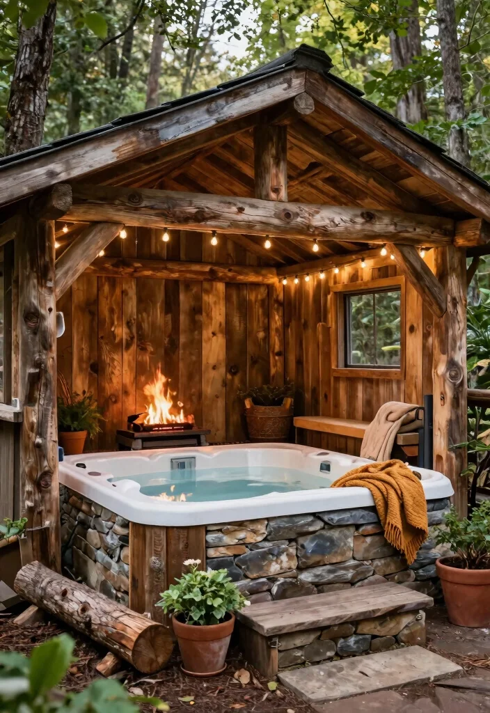 14 Enclosed Backyard Hot Tub Ideas for Privacy and Year Round Use 2. Rustic Cabin Style 0