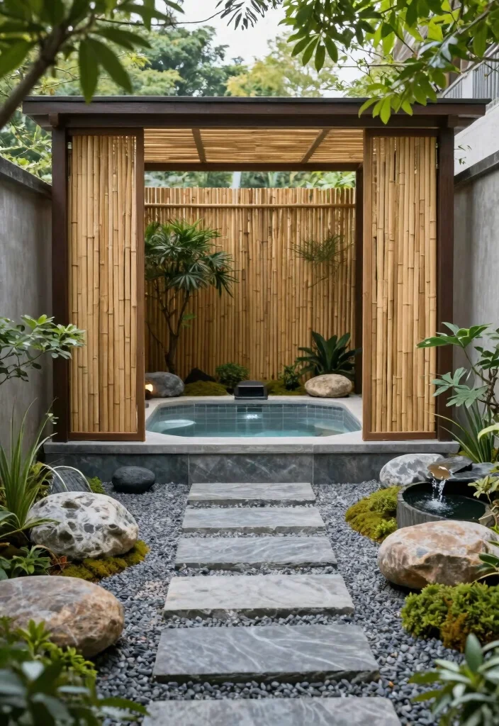 14 Enclosed Backyard Hot Tub Ideas for Privacy and Year Round Use 4. Zen Garden Retreat 0