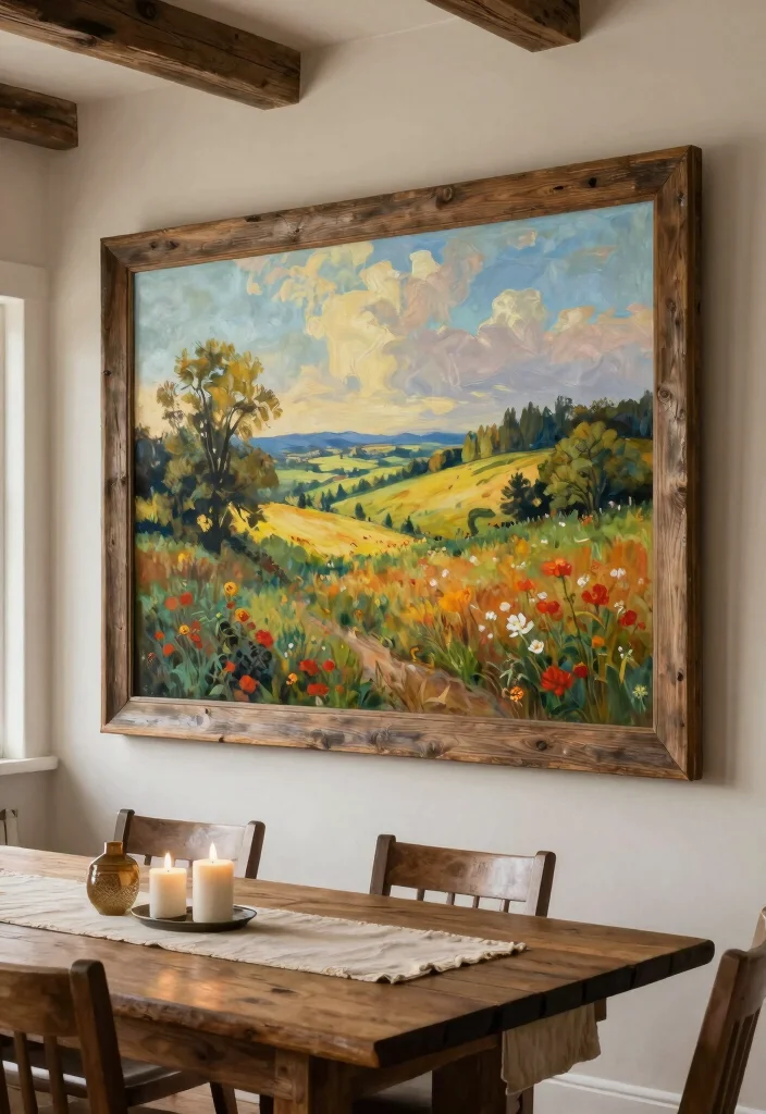 14 Large Dining Room Wall Decor Ideas for Statement Walls 1. Oversized Framed Artwork 0