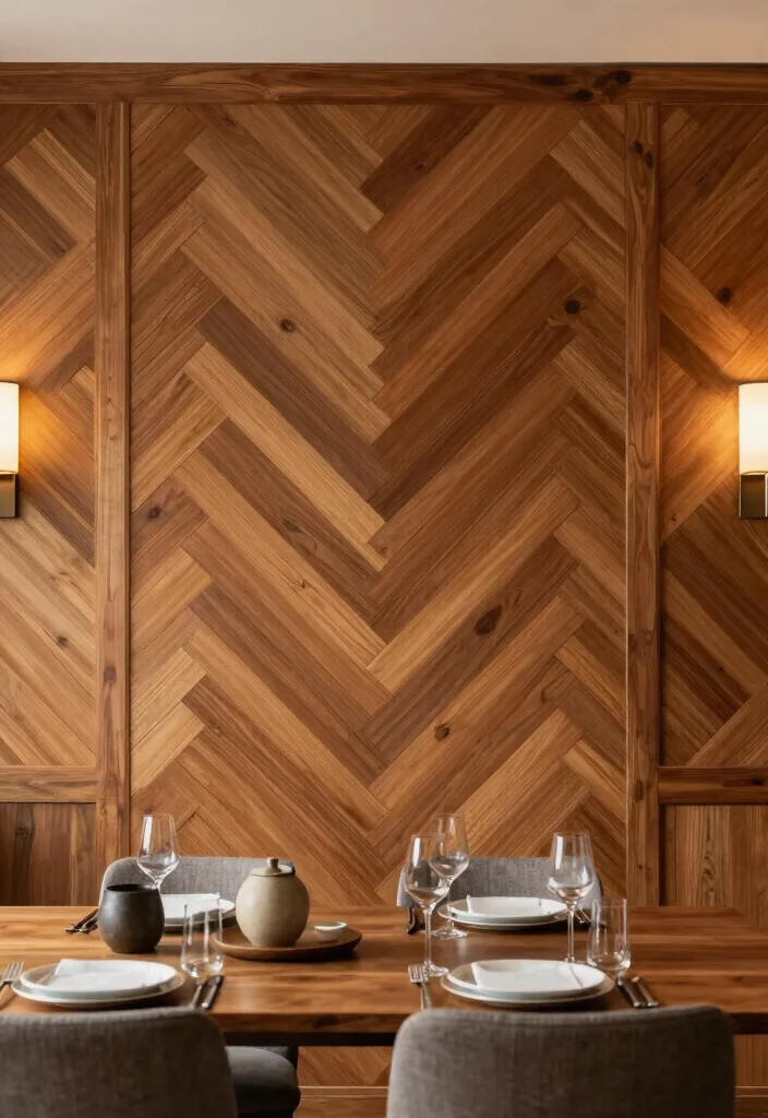 14 Large Dining Room Wall Decor Ideas for Statement Walls 11. Handcrafted Wooden Wall Panels 0