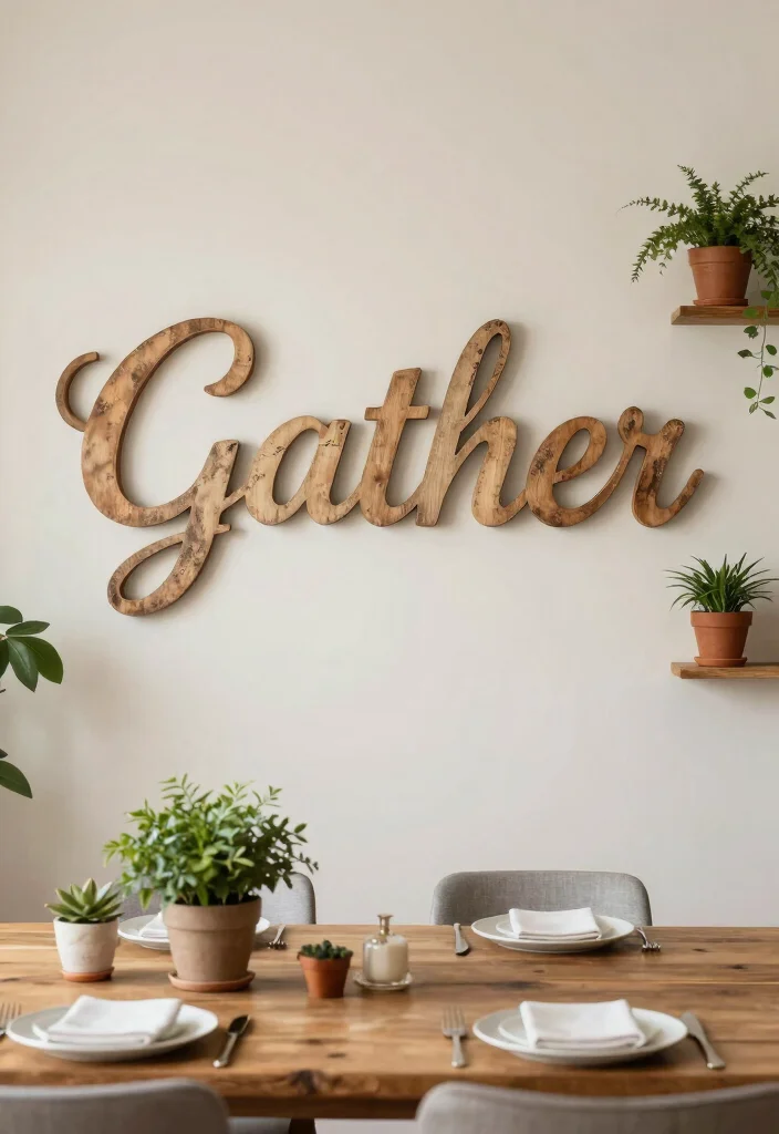 14 Large Dining Room Wall Decor Ideas for Statement Walls 9. Decorative Wooden Letters or Words 0