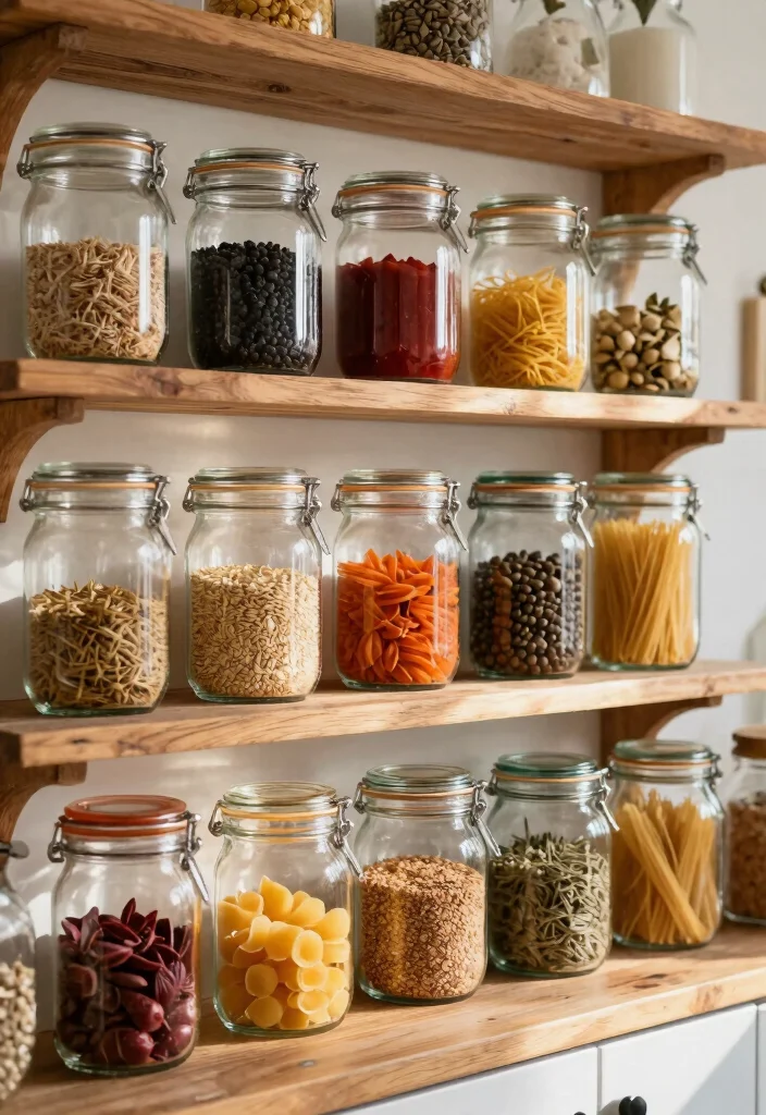 14 Large Kitchen Wall Decor Ideas for Empty Spaces 50 14 Large Kitchen Wall Decor Ideas for Empty Spaces 10. Colorful Glass Jars 0