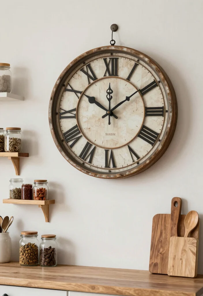 14 Large Kitchen Wall Decor Ideas for Empty Spaces 64 14 Large Kitchen Wall Decor Ideas for Empty Spaces 14. Decorative Clock Displays 0