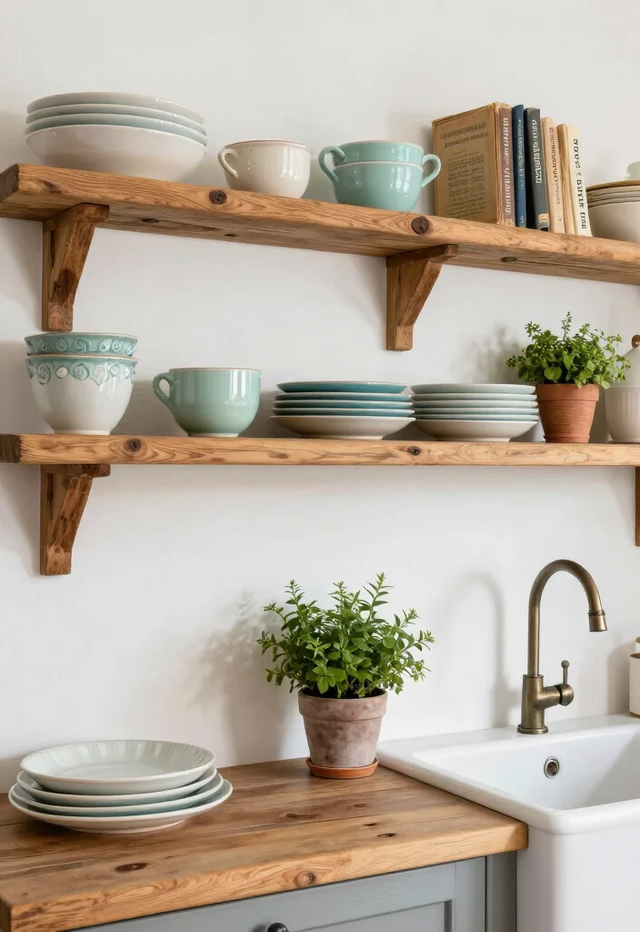 14 Large Kitchen Wall Decor Ideas for Empty Spaces 12 14 Large Kitchen Wall Decor Ideas for Empty Spaces 2. Rustic Wooden Shelves 0