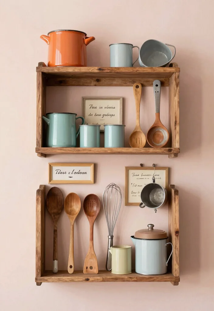 14 Large Kitchen Wall Decor Ideas for Empty Spaces 23 14 Large Kitchen Wall Decor Ideas for Empty Spaces 3. Vintage Kitchen Utensil Displays 0