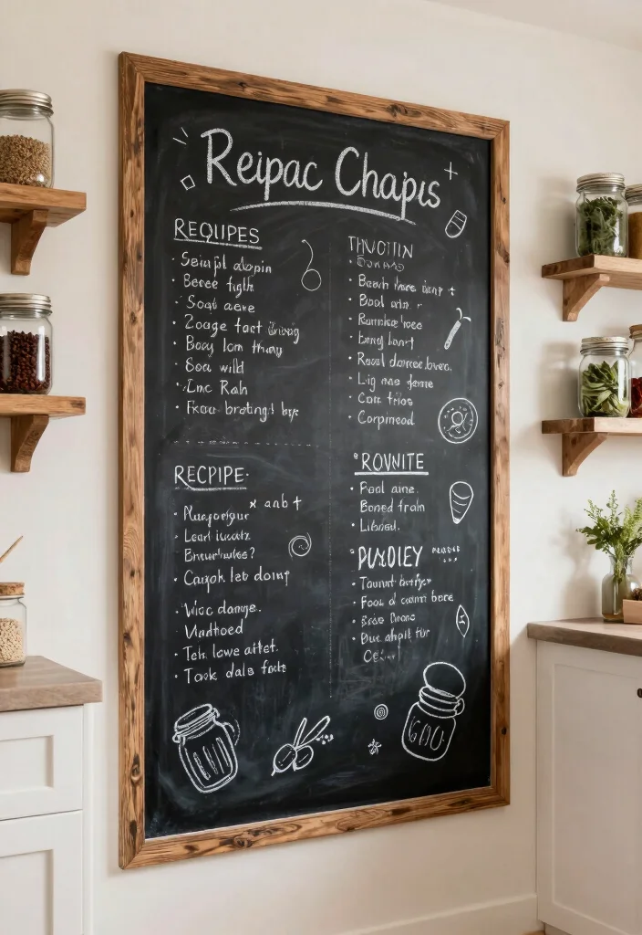 14 Large Kitchen Wall Decor Ideas for Empty Spaces 34 14 Large Kitchen Wall Decor Ideas for Empty Spaces 4. Farmhouse Inspired Chalkboard Walls 0