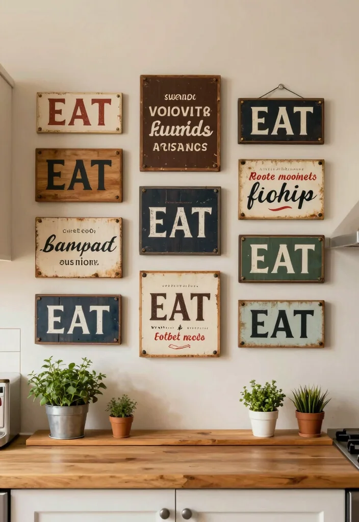 14 Large Kitchen Wall Decor Ideas for Empty Spaces 47 14 Large Kitchen Wall Decor Ideas for Empty Spaces 7. Vintage Signs and Typography 0