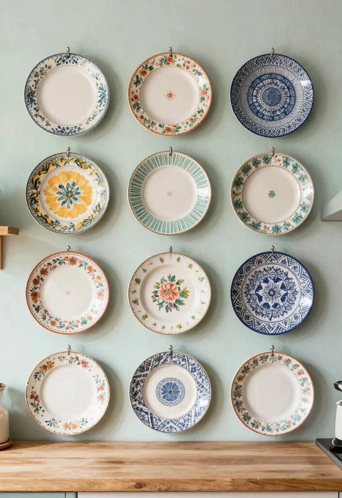 14 Large Kitchen Wall Decor Ideas for Empty Spaces 48 14 Large Kitchen Wall Decor Ideas for Empty Spaces 8. Creative Plate Displays 0