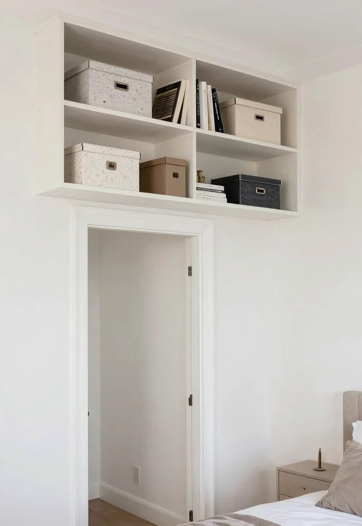 14 Small Bedroom Organization Ideas That Actually Work 11. Above Door Storage 0