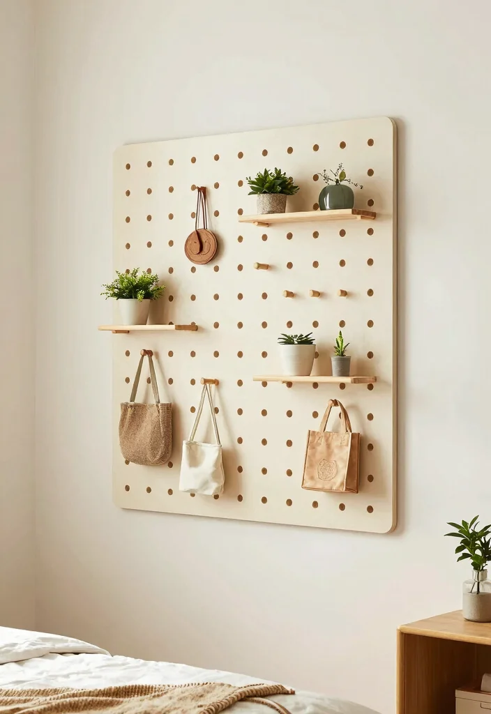 14 Small Bedroom Organization Ideas That Actually Work 4. Use of Hooks and Pegboards 0
