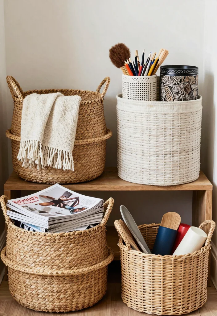 14 Small Space Organization Ideas for Clutter Free Living 12. Use Bins and Baskets for Grouping Items 0