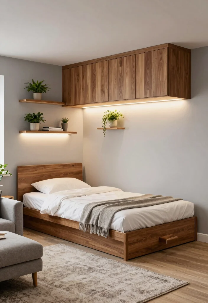 14 Tiny Basement Ideas That Maximize Limited Space 1. Multi Functional Murphy Bed 0