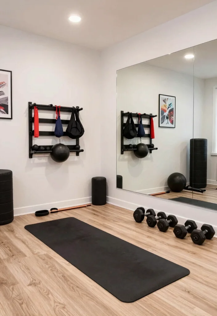 14 Tiny Basement Ideas That Maximize Limited Space 8. Compact Home Gym 0