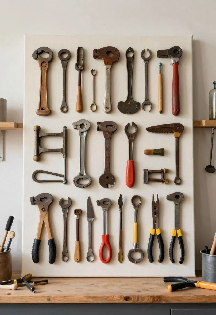 14 Tool Organization Ideas for Garages and Workshops 17 14 Tool Organization Ideas for Garages and Workshops 7. DIY Tool Wall Art 0