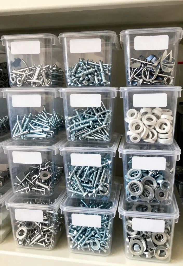 14 Tool Organization Ideas for Garages and Workshops 28 14 Tool Organization Ideas for Garages and Workshops 8. Clear Containers for Small Parts 0