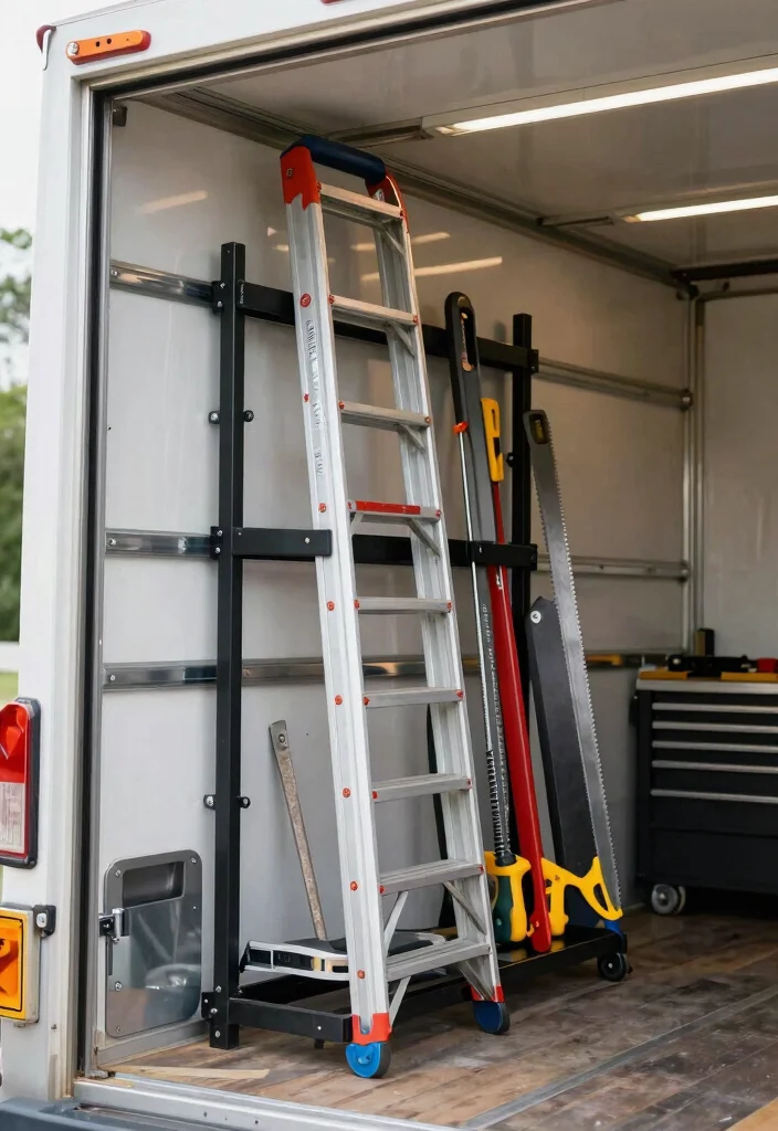 14 Tool Trailer Organization Ideas for Mobile Work 5. Vertical Tool Storage Racks 0