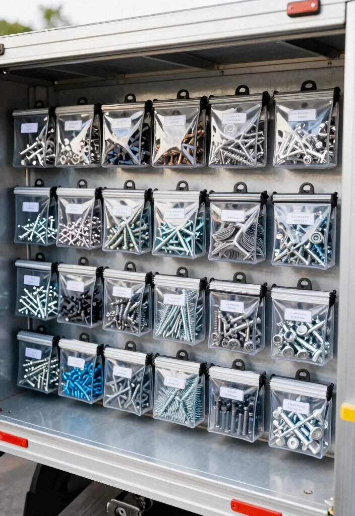 14 Tool Trailer Organization Ideas for Mobile Work 6. Clear Tool Pouches for Small Items 0
