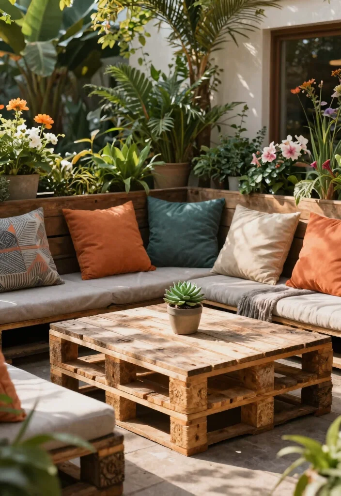 14 Unique Backyard Ideas That Stand Out and Feel Personal 1. Recycled Pallet Garden Furniture 0