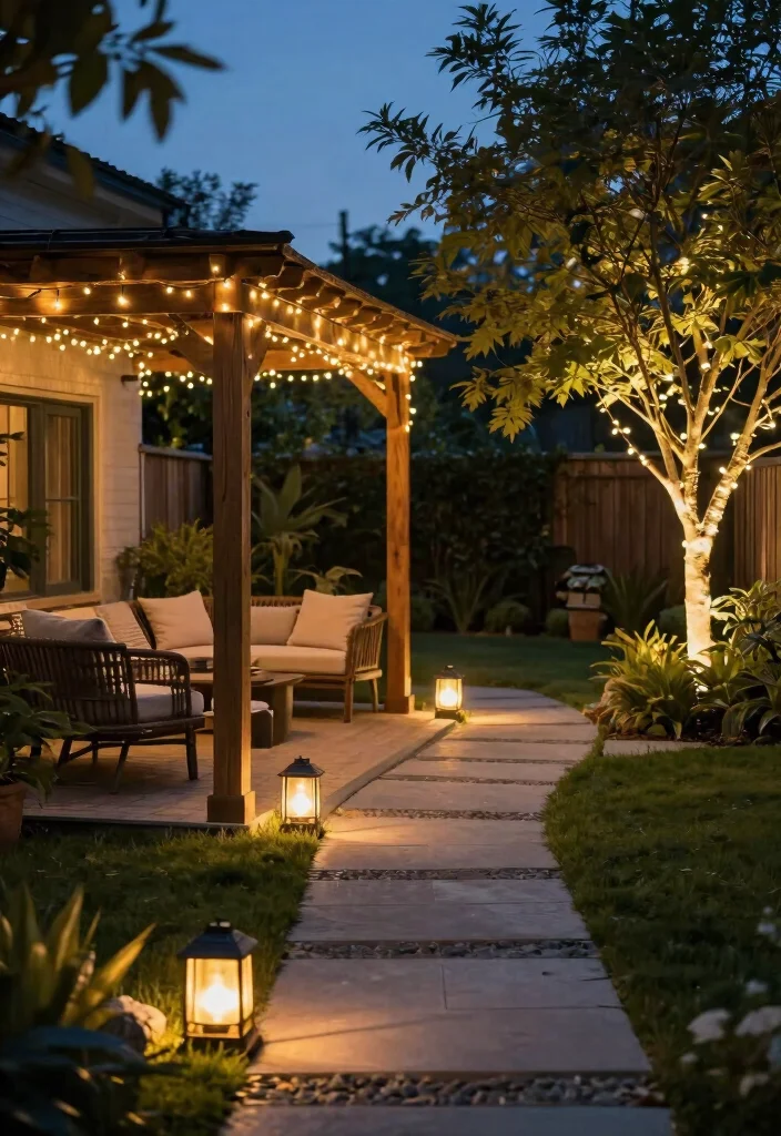 14 Unique Backyard Ideas That Stand Out and Feel Personal 11. Personalized Outdoor Lighting 0