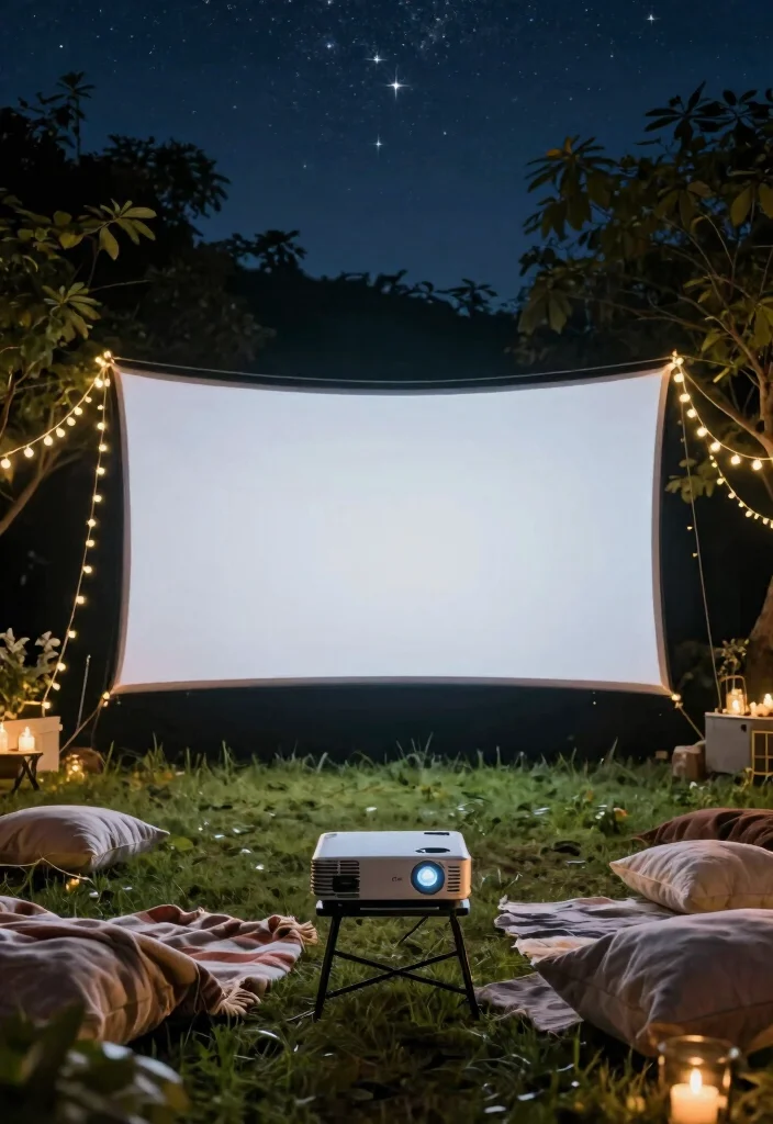 14 Unique Backyard Ideas That Stand Out and Feel Personal 4. DIY Outdoor Movie Setup 0