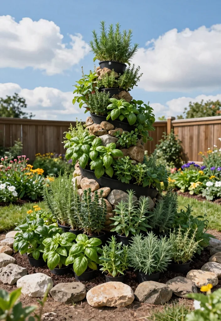 14 Unique Backyard Ideas That Stand Out and Feel Personal 7. Herb Spiral Garden 0