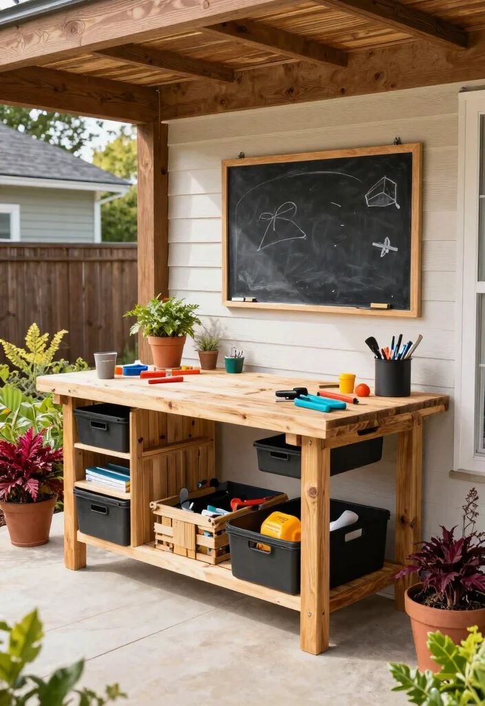 14 Walkout Basement Patio Ideas Under Decks 13. Customized Outdoor Workspace 0