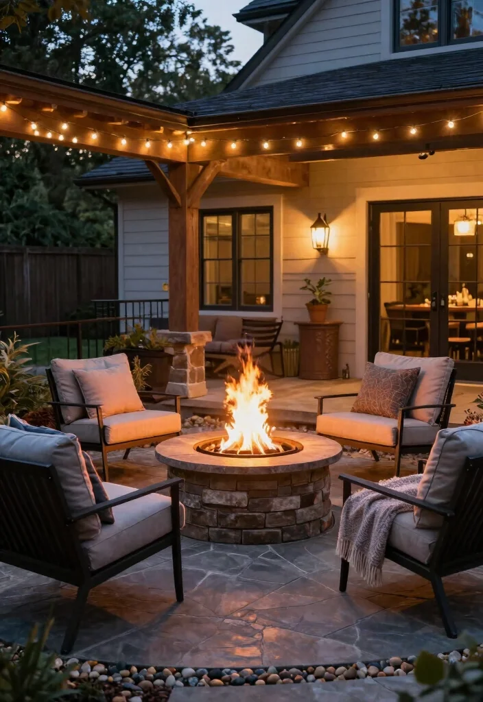 14 Walkout Basement Patio Ideas Under Decks 4. Fire Pit for Cozy Gatherings 0