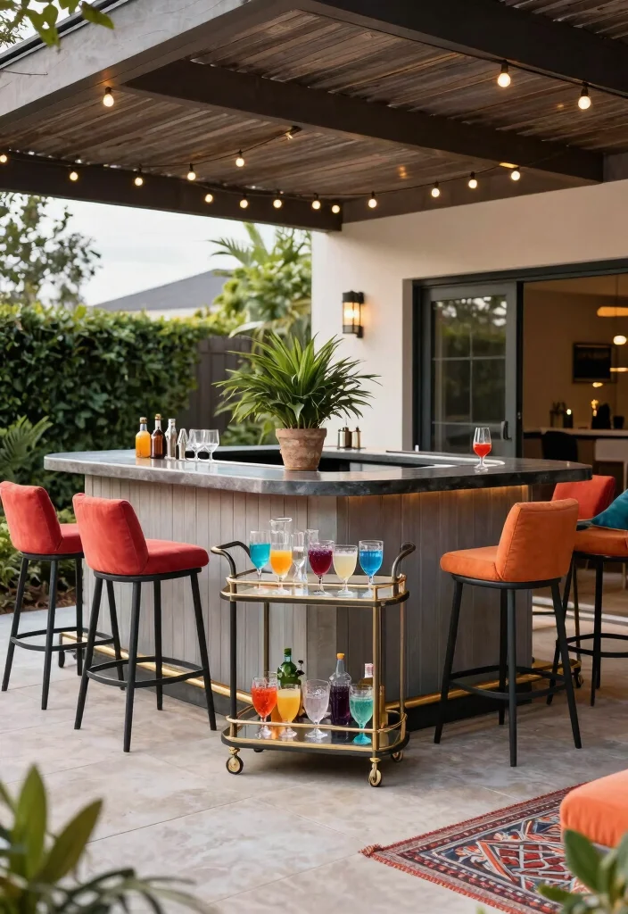 14 Walkout Basement Patio Ideas Under Decks 6. Stylish Bar Area 0