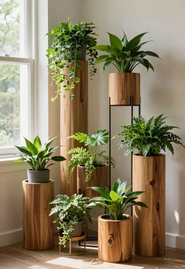 14 Wood Wall Decor Ideas for Warm Natural Texture 11. Wooden Plant Holders 0